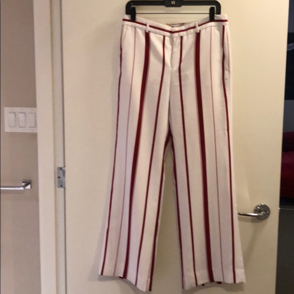 Banana republic red and white striped dress pants